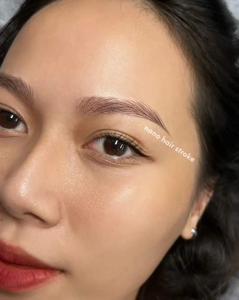 Nano hair stroke brows with lip blush